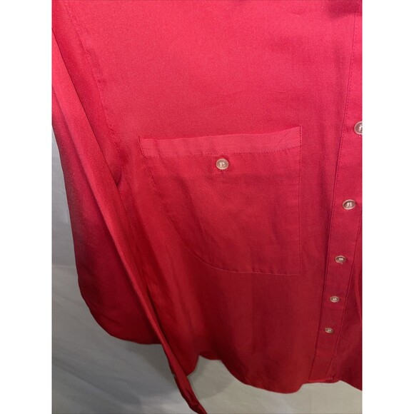 Silk Miracle Dress Shirt Women’s Size 10 Red Silk Blend Button Up Long Sleeve - Picture 6 of 12